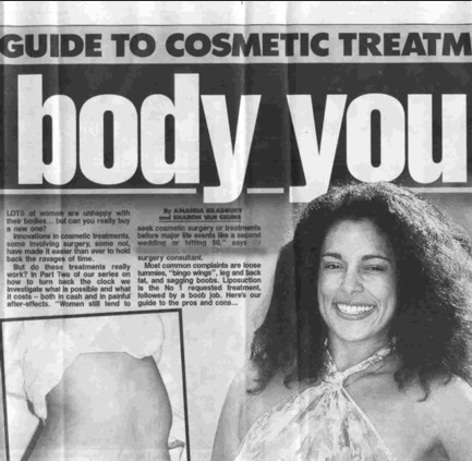 Part of the story in the Sunday Mirror about cosmetic surgery