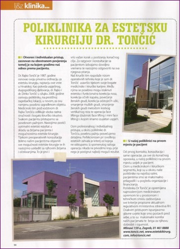 Magazine feature about Dr Toncic in Zagreb Croatia, for your cosmetic surgery
